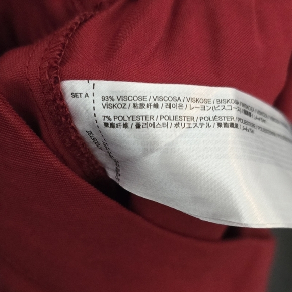 Mango Red Cropped Wide Leg Elastic Waist Pants Size L MNG - Picture 4 of 4